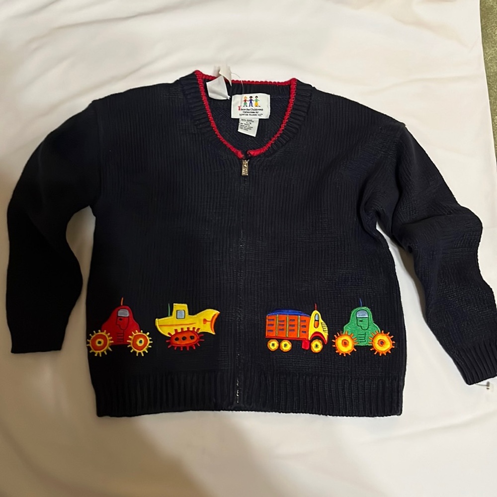 New Boys Navy Zip up Cardigan Sweater